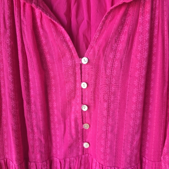 J Jill Vibrant Pink Dress Size 2X Plus Long Sleeves Popover Feminine - Picture 6 of 13